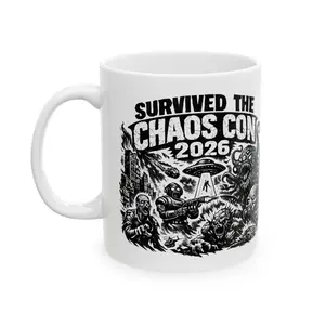 Surviving the Chaos 2026 Monster Skull Mug | Horror Ceramic Mug