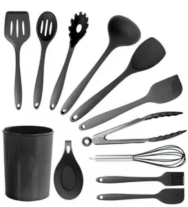 Black 12 Piece Silicone Cooking Utensils
