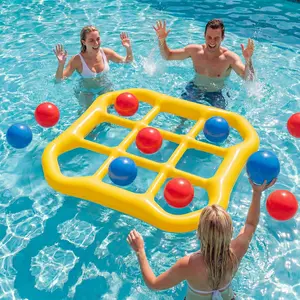 Pool Toys & Pool Games, Inflatable Tic-Tac-Toe Pool Toy with 10 Balls, Floating Water Game for Adults, Teens & Kids, Summer Pool Party Water Toys