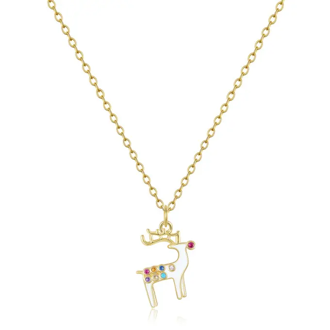 KissYan Christmas Pendant Necklace, 14K Gold Plated Enamel Xmas Theme Charm Christmas Tree Wreath Snowflake Necklaces Holiday Jewelry Gifts for Women Girls