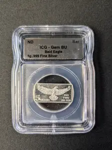 .999 Silver Eagle Bar - 5G ICG Certified Collectible Bullion Bar