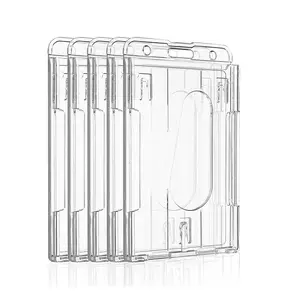Clear Plastic Card Holder, 5 Counts/set Transparent Card Protector, Identification Badges & Supplies for Students & Teachers & Doctors & Nurses