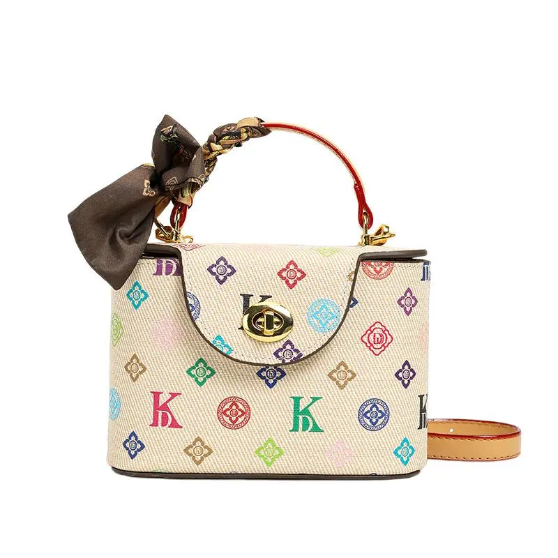 High-quality mini bag with a silk scarf, can be carried as a handbag or worn as a shoulder bag, perfect for all occasions.
