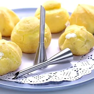 2pcs Stainless Steel Cream Puff Piping Tips Set - Icing Nozzles for Pastry Filling - Versatile Baking Tool for Cupcakes, - Perfect for Easter, Thanksgiving, Father's & Mother's Day