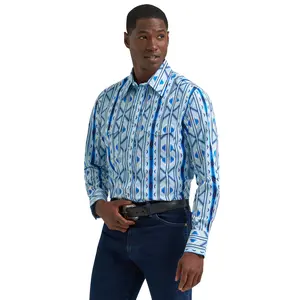 Wrangler Men's Checotah Classic Fit Blue Western Snap Shirt 112379225