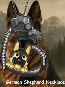 Handsome Cool Stylish Loyal German Shepherd Dog Paw Alloy Pendant Necklace - Bold Dog Design for Daily Wear, Casual Outings, Dog Lovers' Gatherings & Birthday - Perfect Gift for German Shepherd & Dog Lovers
