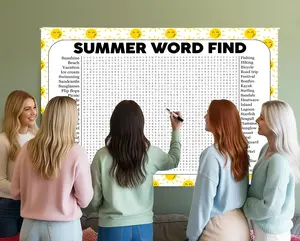 Summer Word Search Game, Giant Crossword Puzzle, Large Word Find, Gathering Activity Poster