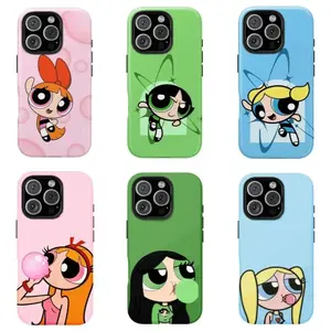 Powe.rp.uff Gi.rls Vibrant Cartoon Tough Phone Case Compatible for iPhone 17 16 15 14 13 12 11 Pro Max Plus Air Mini | 2000s Pop Culture Vibe | Heavy Duty Impact Resistant Guard