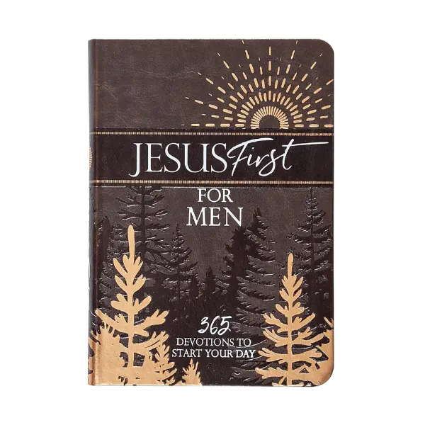 Religious Jesus First Men's 365 Daily Devotional Book - Premium Faux Leather Cover, Satin Ribbon Marker, High-Quality Matte Paper, 4.5x0.75x6.5 in, 11.9 oz, Published by BroadStreet Publishing Group LLC on 5/2