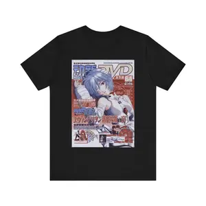 Anime Manga Y2K Neon Genesis Evangelion Rei Ayanami Japanese Magazine Graphic Streetwear- Vintage Unisex Graphic Shirt Crewneck Shortsleeve