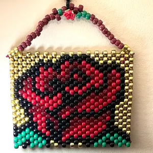 Rose handmade beaded banner wall hanging