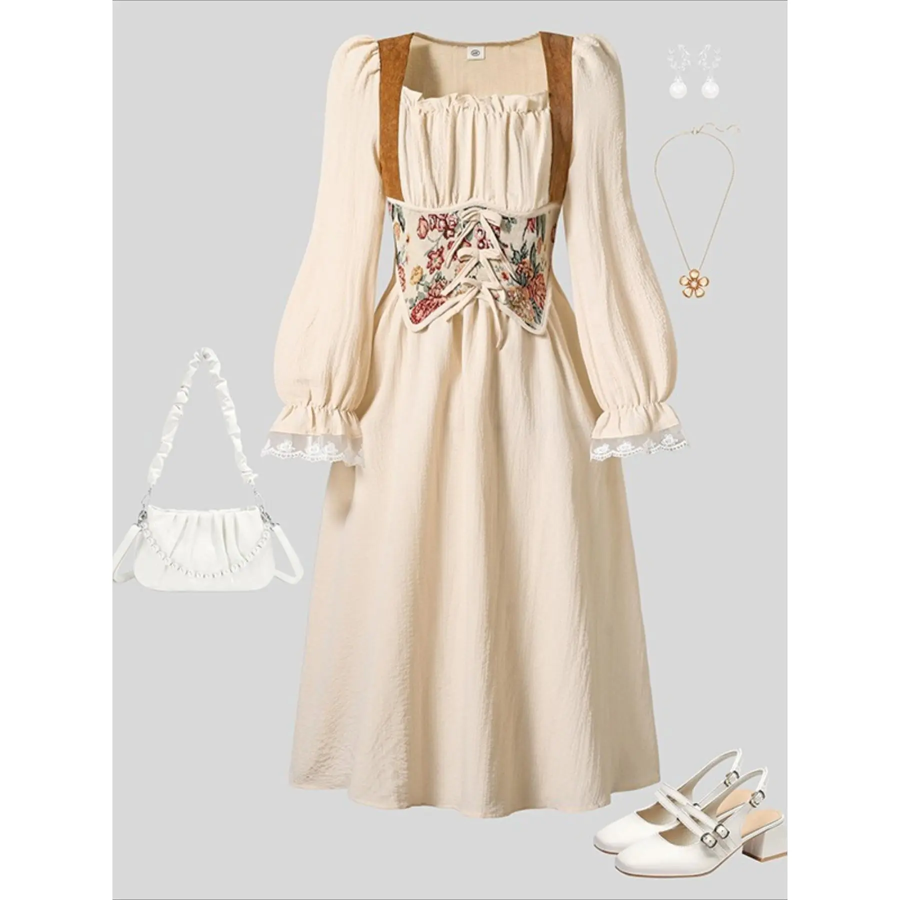 hippie wedding dresses Gorgeous Chiffon Boho Wedding Dress,V Neck Bridal Gown with Appliques US8 / White