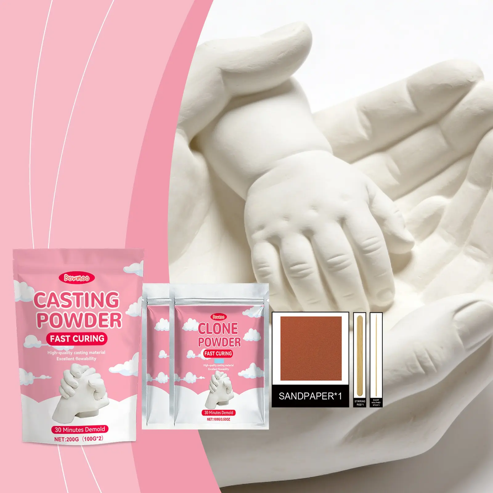 Hand Mold Powder DIY Set, Resin Molds Hand Model Flower Vase Pottery Multi-Purpose Plaster, Craft Kit for Home Decor & Art Projects, Decorative Items, Craft Supplies, DIY Material, Handmade Crafts, Handicraft
