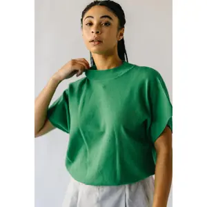 The Kezla Mock Neck Sweater in Kelly Green