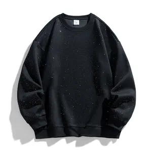 New men's casual crew neck sweatshirt, stylish trendy brand with stars all over print long sleeve shirt, comfortable and warm base layer for autumn and winter, perfect cool outfit top for traveling and partying