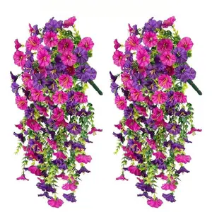 2 Pcs Artificial Plant Set,Artificial Faux Plants, Artificial Eucalyptus Leaf Plants, UV Resistant Fake Hanging Flowers, Realistic Home Garden Decor, Artificial Flower Arrangements