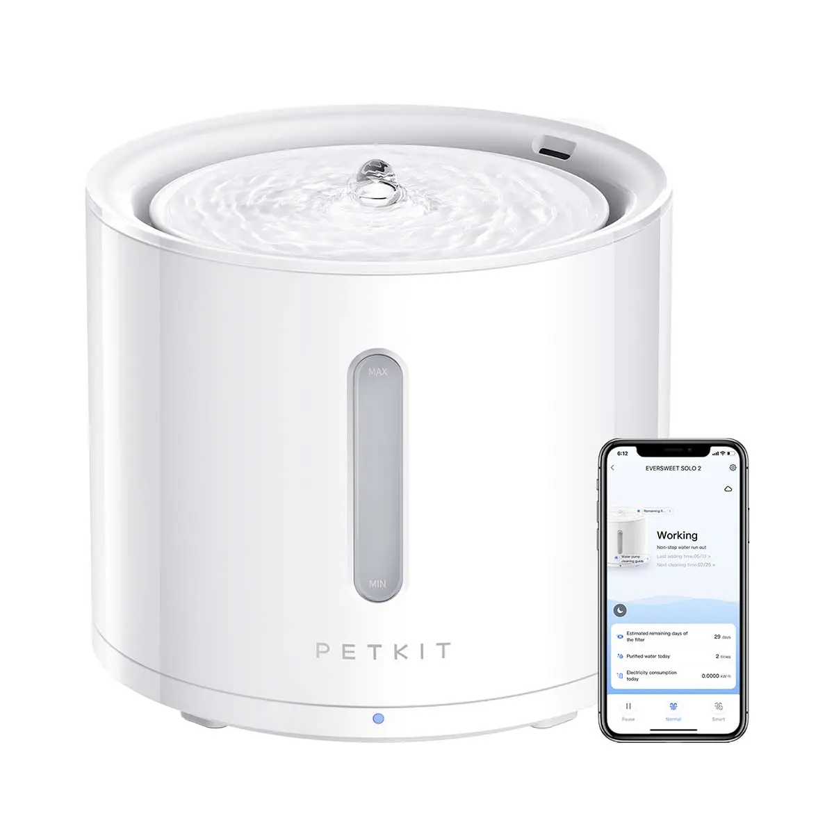 PETKIT EVERSWEET Solo 2 Wireless Pump Dog Cat Water Fountain -Ultra Quiet App Control with 3 Working Modes and Visualization Window - 2L Pet Dispenser large dog