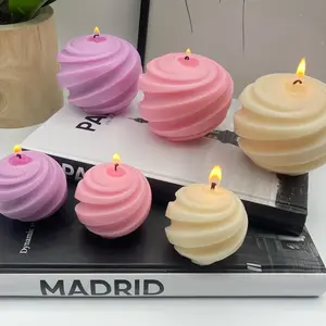 Spiral Sphere Shape Candle Set, Home decor candles, Pillar candles, Wedding and party favors, Modern candle, candle.