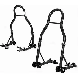 900LBS Heavy Duty Universal Motorcycle Stand Lift, Steel Paddock Stand Front and Rear Wheel Lift Stand Combo for Yamaha Honda Kawasaki Suzuki BMW and Most Sport Bikes 2 Packs – Red/Black