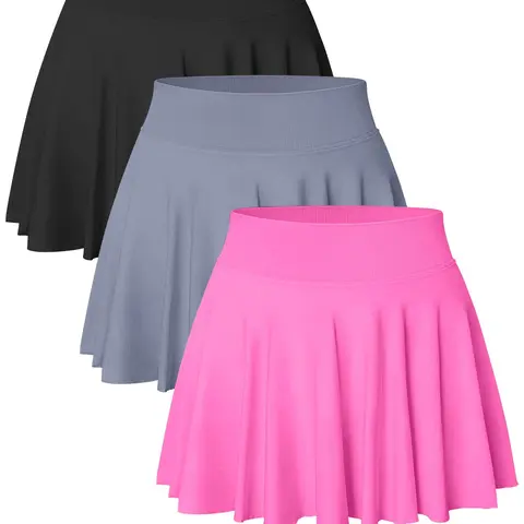 Women's Solid Color Sports Skort, Tennis Skorts, Workout Tennis Skorts, Comfy Breathable Pocket Inner Skort for Tennis, Ladies Sportswear Activewear for All Seasons