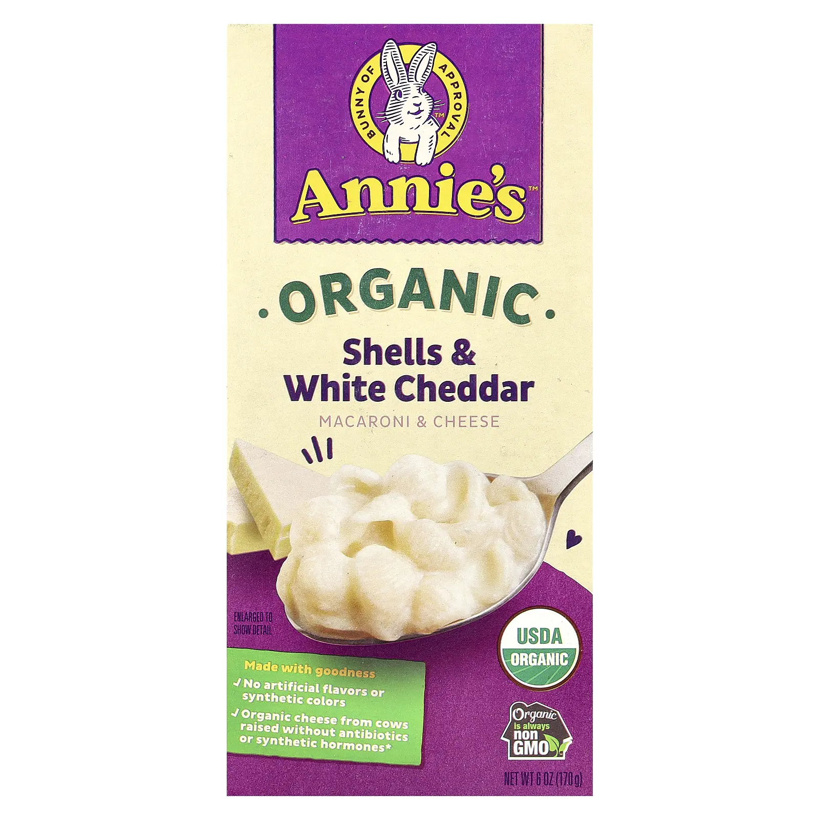 Annie's Homegrown Organic Macaroni & Cheese, Shells and White Cheddar, 6 oz (170 g)