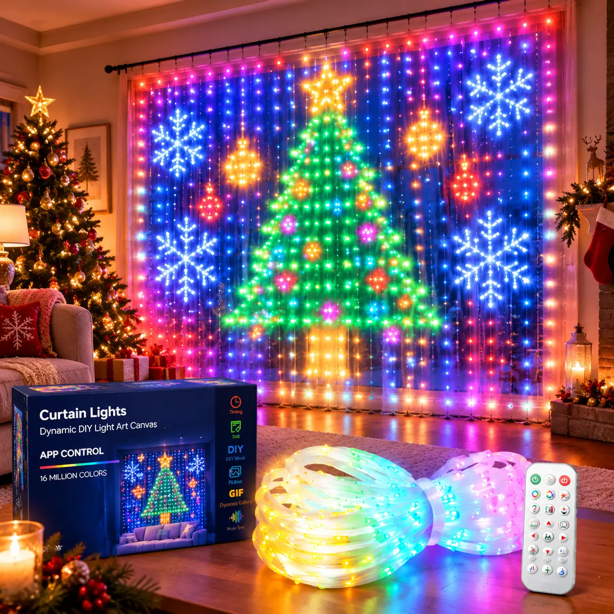 400 LED Smart Curtain Lights, RGB Color Changing Pixel Lights, APP Control DIY Pictures Text Animations, Music Sync, Timer & Remote, Waterproof Lights for Room Decor, Wedding, Christmas & Halloween