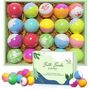 20ocs Organic Bath Bombs with Essential Oil, Handmade SPA Bubble Bath for Relaxing, Gift for Her/Him LED Pumpkin Candy Bags Lights in the Dark Easter Egg Lights waterproof garden Body Care Cherry Flower Moisturizing Lavender Fragrance