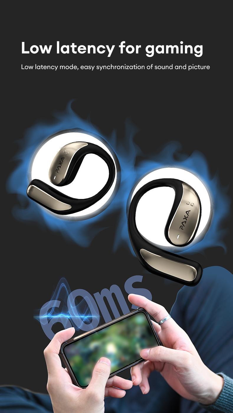 PAXA Vogbuds 5 Pro OWS Smart Voice Assistant Headset,Dynamic Stereo Sound Earbuds with ENC Call Noise Canceling Mic, Digital Battery Display