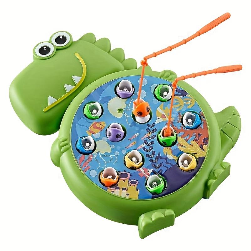 Fun Dinosaur Fishing Toy Parent Child Interaction - Includes Fishing Rod, Suction Hook, and Small Fish - Green/Blue，Birthday Gift