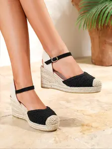 Women's Fashionable Plain Color Espadrilles Wedge Sandals, Casual Versatile Platform Sandals for Daily Wear, Lightweight Breathable Comfortable Shoes for Women & Girls, High Heels