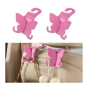 JOYTUTUS 2 Pack Car Seat Headrest Hook, Cute Vehicle Backseat Hanging Storage Organizer for Purse Coat Umbrella, Automotive Interior Seatback Hanger Decor Accessories, Universal for Most Cars (Rose Red)