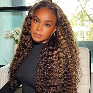 FORGIRLFOREVER 4/27 Highlight Wig 7X5 Pre-Cut Lace Water Wave Wear Go Glueless Wigs Preplucked Human Hair Lace Front Wig Beginner Friendly