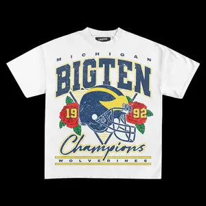 WOLVERINES VINTAGE 1992 BIG TEN CHAMPIONS GRAPHIC TEE CASUAL, BEST GIFTS FOR SUMMER Crewneck Cotton
