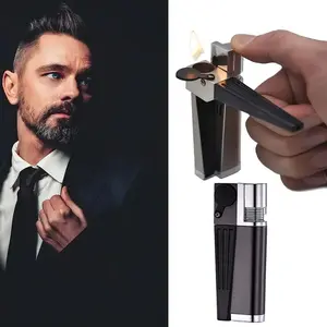 Retro Lighter (Butane gas Not Included )Portable 2in 1 Set Metal Lighter Combo with TubeFoldable Lighter Open Soft Flame