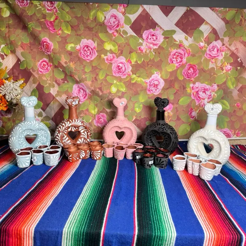 Tequilero corazón de barro con su 6 shots varios colores