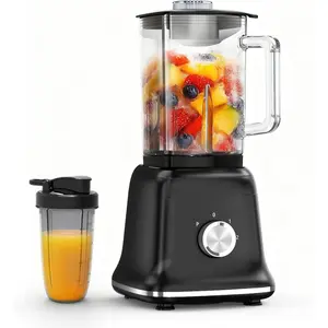 Professional Blender For Smoothies, 58 Oz Glass Jar, Glass Blender Including Puree & Crush Ice Functions, 750 Watts (Black)