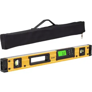 VEVOR Torpedo Level 24 in, LED Backlit Screen Mechanical Bubble Vials Ruler for 0-360 Degree, Gravity Sensor Aluminum Alloy Leveler Tool w/Viewing Window, Shock-Resistant for Plumbing, Wood
