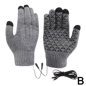 Electric USB Heated Gloves Winter Gloves Thermal Touch Screen Thermal Windproof Warm Knitted Glove Motorcycle Bicycle Gloves None