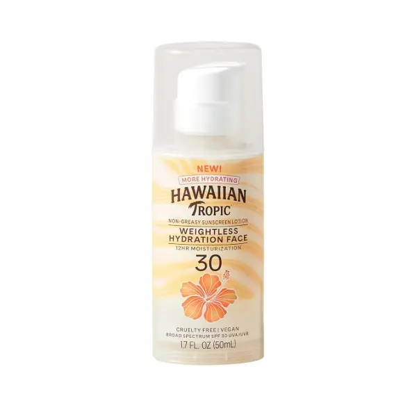 Weightless Hydration Lotion Sunscreen for Face SPF 30, 1.7oz | Travel Size Sunscreen Lotion, Beach Essentials, Sun Protection, Travel Sunblock Face, Summer Essentials, 1.7 fl oz