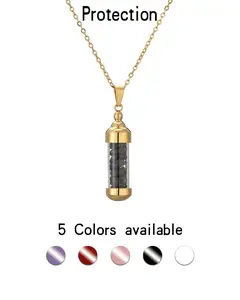 Pride Month Black Obsidian Aromatherapy Necklace | Protection & Purification Crystal Pendant Set with Gift Box & White Dropper | Spiritual Jewelry