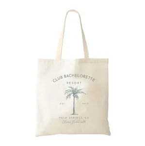 Club Bachelorette Palm Tree Canvas Tote Bag, Custom Beach Bachelorette Tote Bag, Destination Wedding Tote, Custom Tote Bag, Bachelorette Tote Custom Design Color
