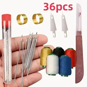 36-Piece Sewing Tool Set, Large Eye Steel Sewing Needles, Portable Sewing Kit for Beginners and DIY Enthusiasts, Perfect Gift for Holidays