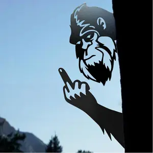 Peek a Boo Flipping Off Metal Sign – Peeping Animal Wall Art Ornament Middle Finger Peeping Around Signs or Post Mountable Decor for Garden Farm Outdoor Spaces(Middle Finger Bigfoot)