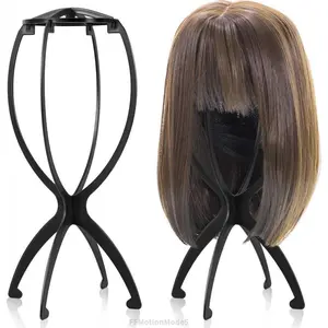 Wig Stand, Portable Wig Holder Wig Head Stand for All Wigs Travel Wig Hair Stylist Gifts for Women(black (2 pack))FFMotionMode