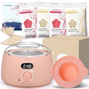 KOTAMU Digital Waxing Kit for Women & Men, At Home Hard Wax Kit for Full Body Hair Removal, Face, Eyebrow, Brazilian, Bikini, Armpit, Legs, Sensitive Skin Wax Beads.sensitive skin waxing for home salon use. Body Care Hair Removal