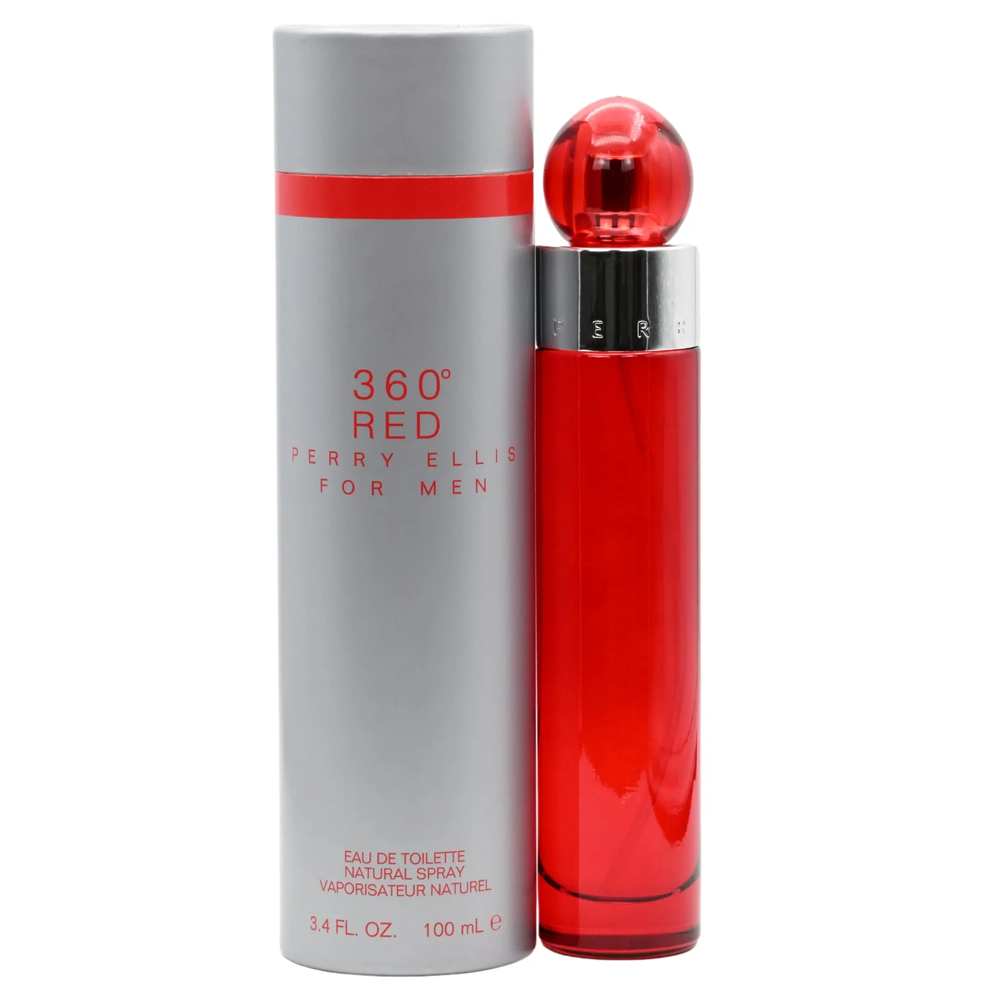 Perry Ellis 360 RED EDP Luxurious Fruit-Flavored Orange-Flavored Clean Fragrant Men's Perfume, 3.4 oz - Aromatic Masculine Scent with Bergamot, Mandarin Orange, Lime, Nutmeg, Cloves, Citrus Musk, Mysore Sandalwood, Cedarwood, Refreshing, New in Box, Luxur
