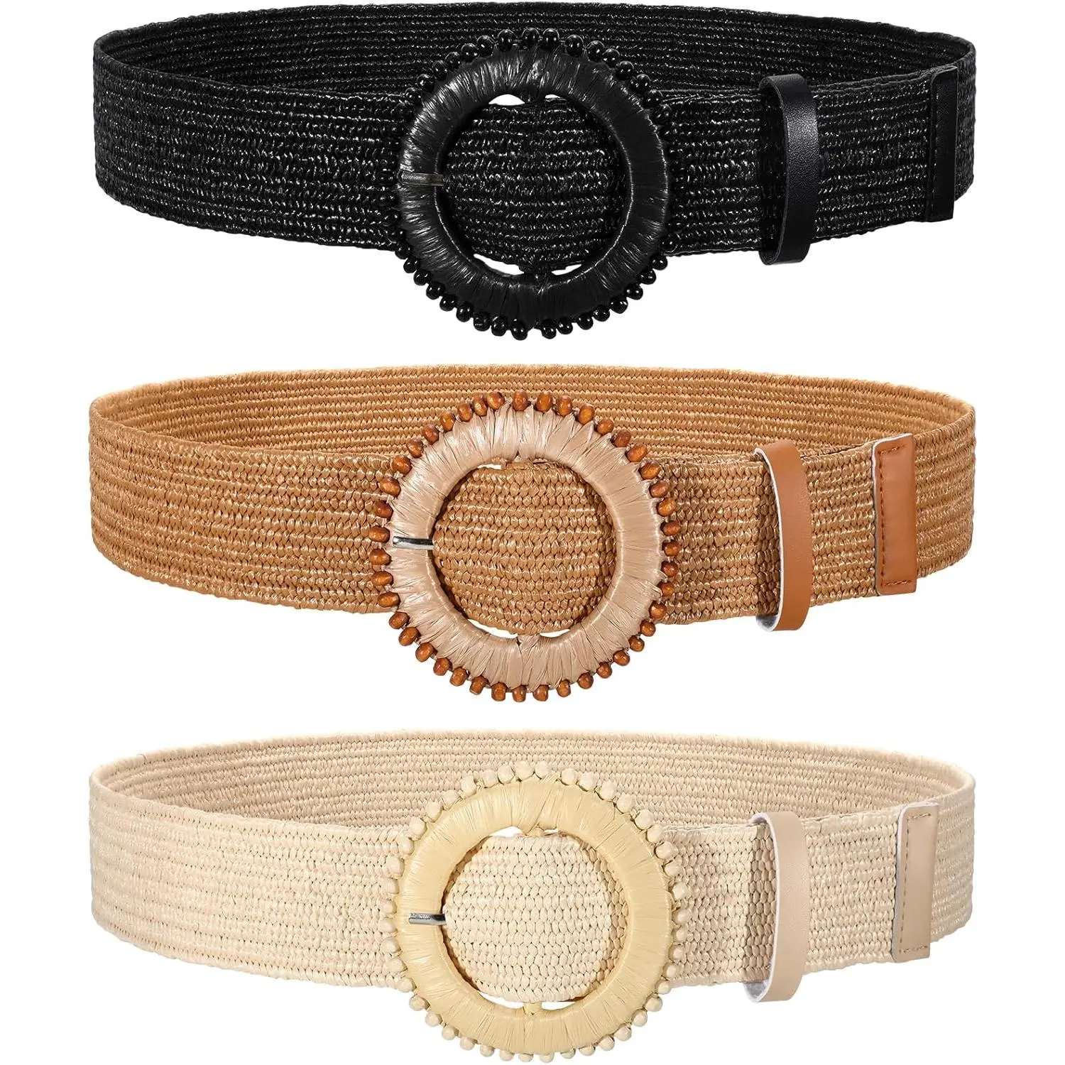 Braided Stretch Belt Tan Brown Woven Elastic Leather Boho Waist Festival Ready Lexington Braided Italian Saddle Leather and Elastic Belt  main image 2