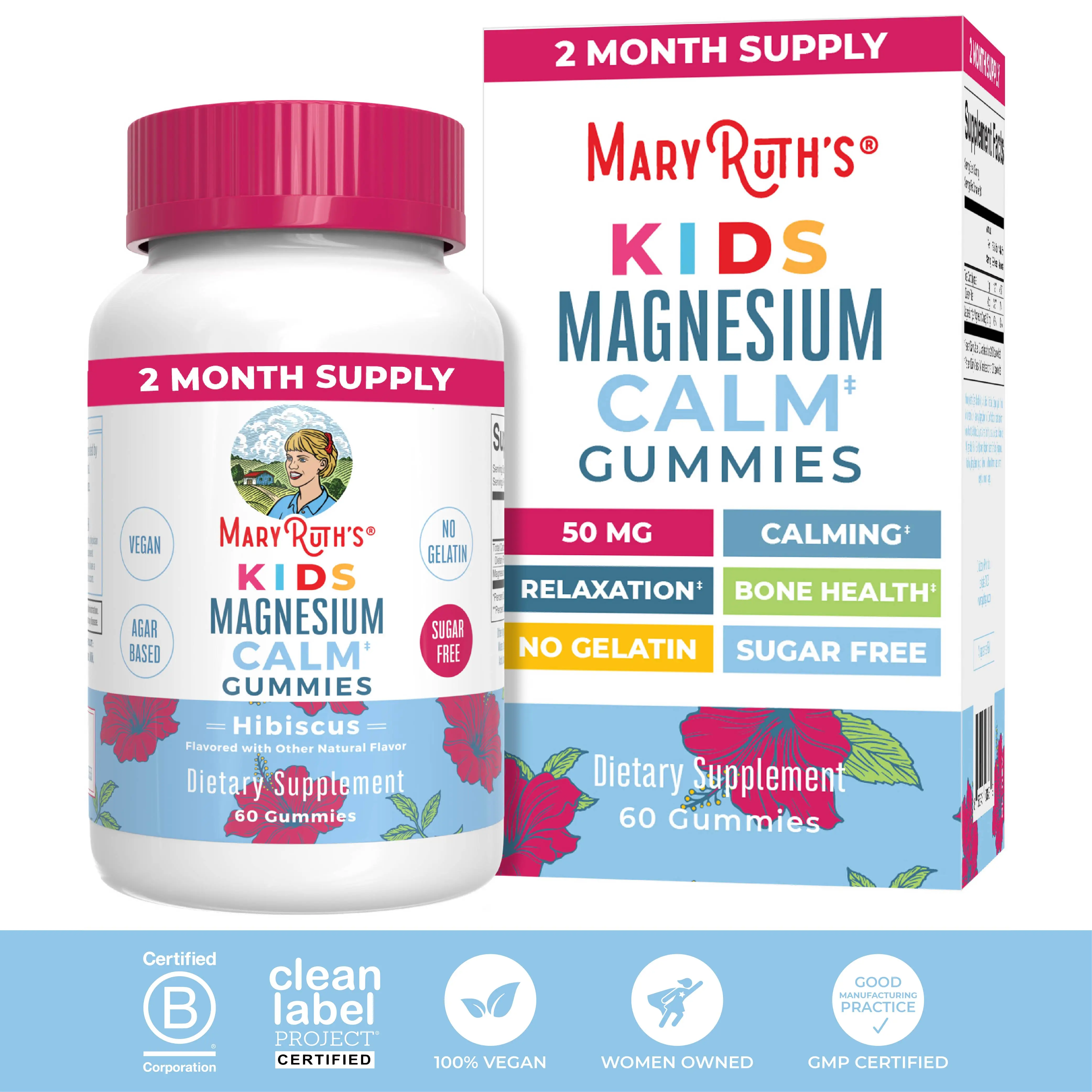 MaryRuth's Kids Magnesium Calm Gummies - 2 Month Supply - Sugar Free - Bone Heal...