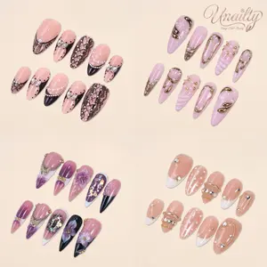 Unailty | Stiletto & Almond | Professional Salon-Quality Handmade Press-On Nails | High-Strength & Durable | Reusable