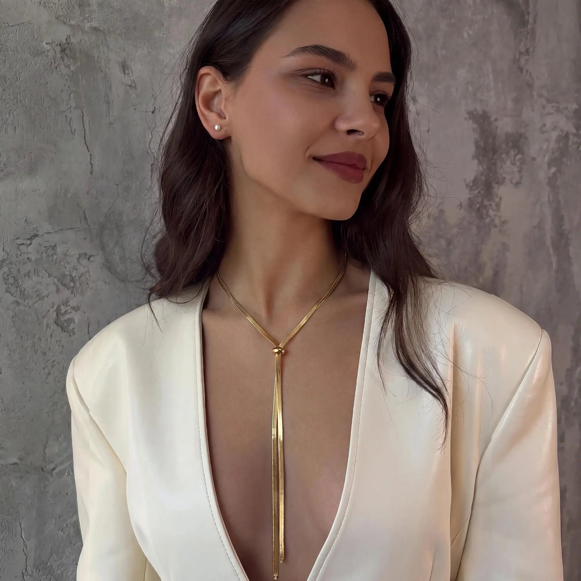 Tewiky 14K Gold Plated 39 inches Lariat Long Gold Necklace for Women Adjustable Snake Chain with Bead Dress Sweater Chain 14K Gold Plated Y-Shaped Drop Dangle Prom Jewelry Gold summer outfits Gifts, Jewelry For Women, Gold Jewelry,sohochic